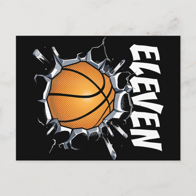 Postal Cumpleaños de baloncesto de 11 años chico 11º (Anverso)