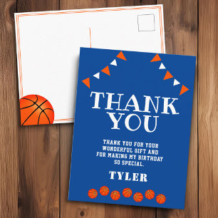 Postal Cumpleaños de Baloncesto Deportivo Azul y Naranja 