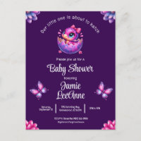 Cumpleaños de Bebé Dinosaurio Púrpura Chic Próxima