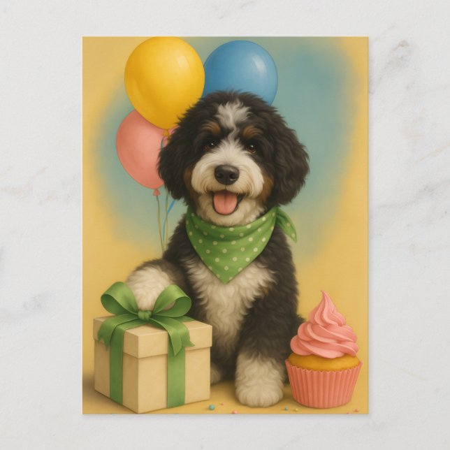 Postal Cumpleaños de Bernadoodle (Anverso)