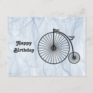 Postal Cumpleaños de Bicicleta Antigua de Rueda Alta
