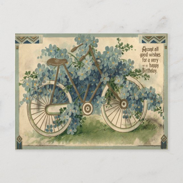 Postal Cumpleaños de Bicicleta No Me Olvides (Anverso)
