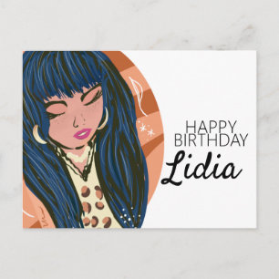 Postal Cumpleaños de bloguera de moda belleza mujer chic