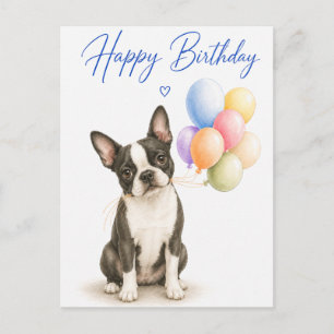 Postal Cumpleaños de Boston Terrier