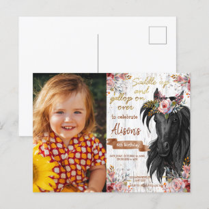 Postal Cumpleaños de caballo rosa lindo