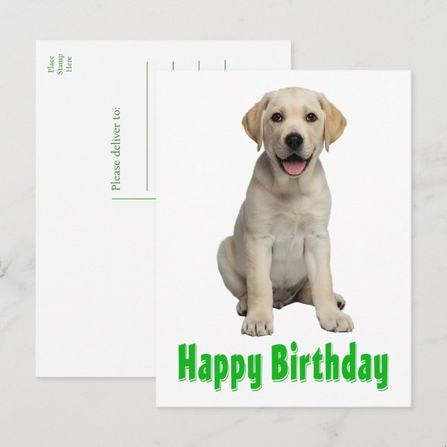 Postal Cumpleaños de cachorro de Labrador Retriever Labra (Anverso / Reverso)