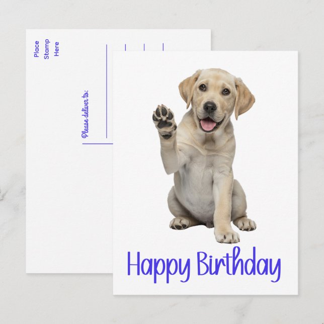 Postal Cumpleaños de cachorro de Labrador Retriever Labra (Anverso / Reverso)
