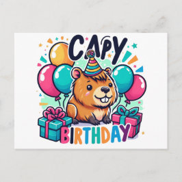 Postal Cumpleaños de Capy - Diseño de Fiesta Cute Capybar
