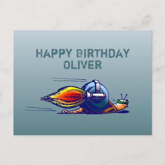 Postal Cumpleaños de Caracol Cohete (Anverso)