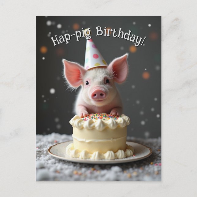 Postal Cumpleaños de cerdo feliz (Anverso)