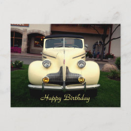 Postal Cumpleaños de Coche Amarillo Vintage