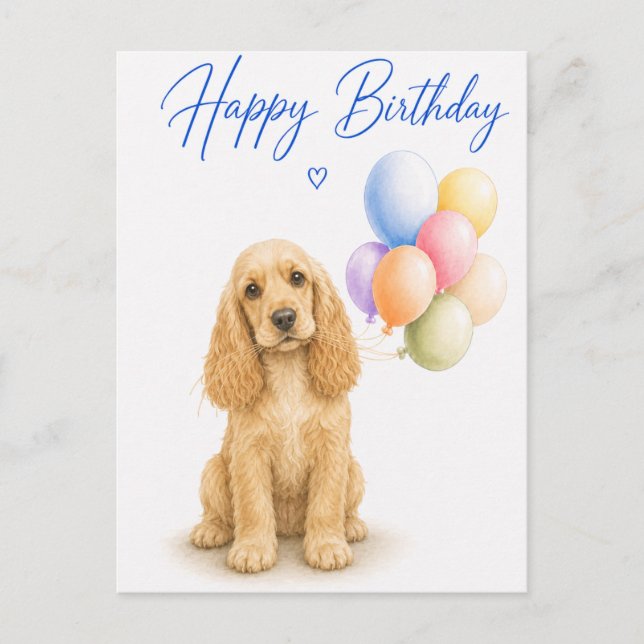 Postal Cumpleaños de Cocker Spaniel (Anverso)