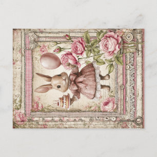 Postal Cumpleaños de conejito rosa dulce 