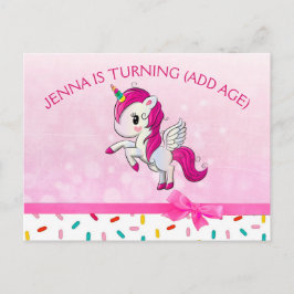 Postal Cumpleaños de Conejito Unicornio y Purpurina de Du