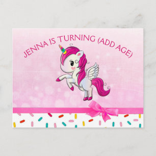 Postal Cumpleaños de Conejito Unicornio y Purpurina de Du