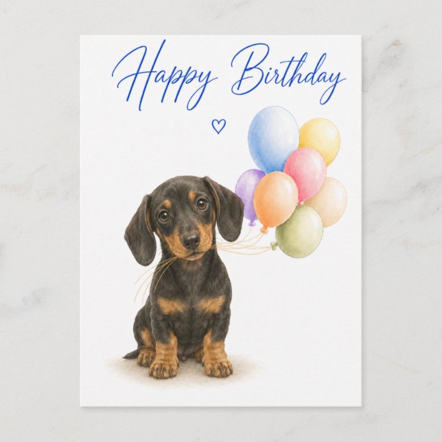 Postal Cumpleaños de Dachshund (Anverso)