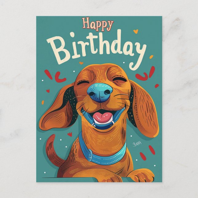 Postal Cumpleaños de Dachshund (Anverso)