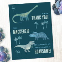 Cumpleaños de Dinosaurio Agradecimiento Fiesta