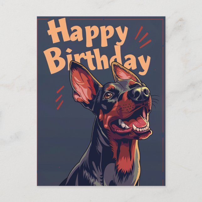 Postal Cumpleaños de Doberman (Anverso)
