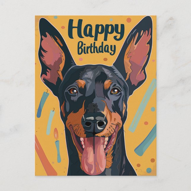Postal Cumpleaños de Doberman (Anverso)