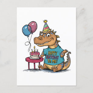 Postal cumpleaños de dragón de komodo de dibujos animados