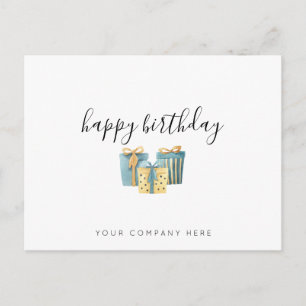 Postal Cumpleaños de empleado de negocios azul dorado 