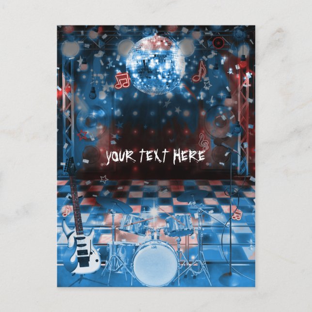 Postal Cumpleaños de estrella de ROCK Musical Baile de ag (Anverso)