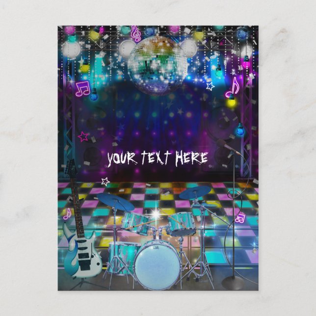 Postal Cumpleaños de estrella de rock pop Agradecimiento  (Anverso)