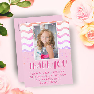 Postal Cumpleaños de estrellas rosadas coloridas Gracias 