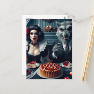 Postal Cumpleaños de fantasía oscura de Nieve y el Lobo M
