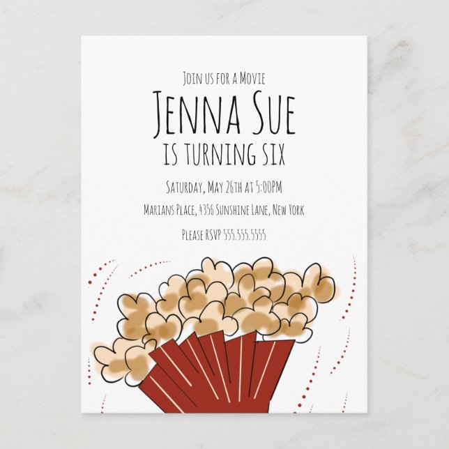 Postal Cumpleaños de fiesta de película al aire libre con (Anverso)
