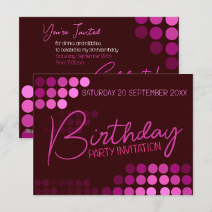 Postal Cumpleaños de fiesta moderna rosa funky