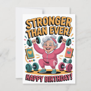 Postal Cumpleaños de Fitness de Dibujos Animados Más Fuer