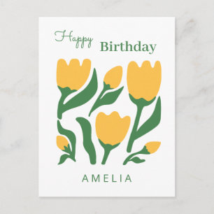 Postal Cumpleaños de Flor de Tulipán Minimalista, Texto P