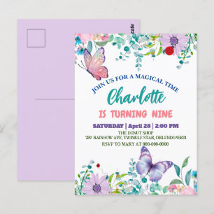 Postal Cumpleaños de flor floral de lunares mariposa lind