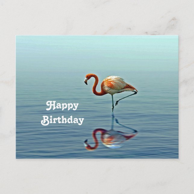 Postal Cumpleaños de foto de fauna y flora de reflexión r (Anverso)