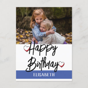 Postal Cumpleaños de foto familiar personalizada simple y