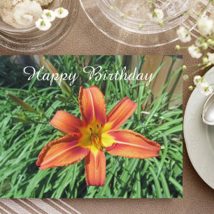 Postal Cumpleaños de fotografía floral naranja