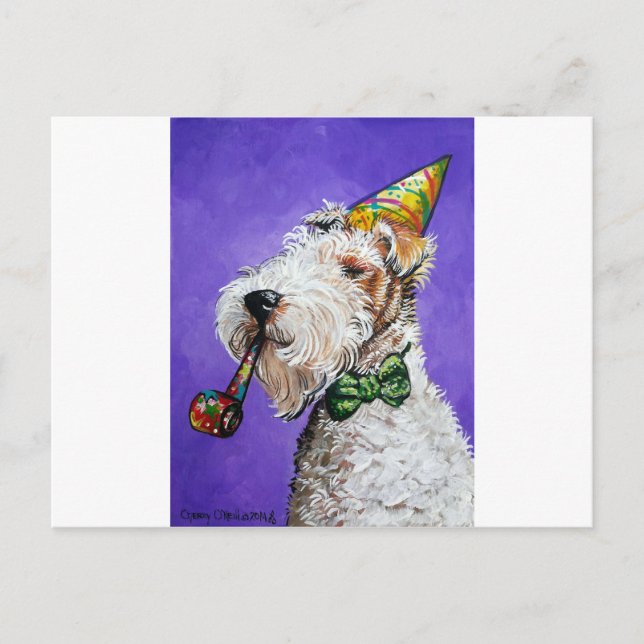 Postal Cumpleaños de Fox Terrier (Anverso)