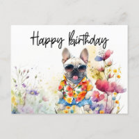 Cumpleaños de French Bulldog en Campo de Flores