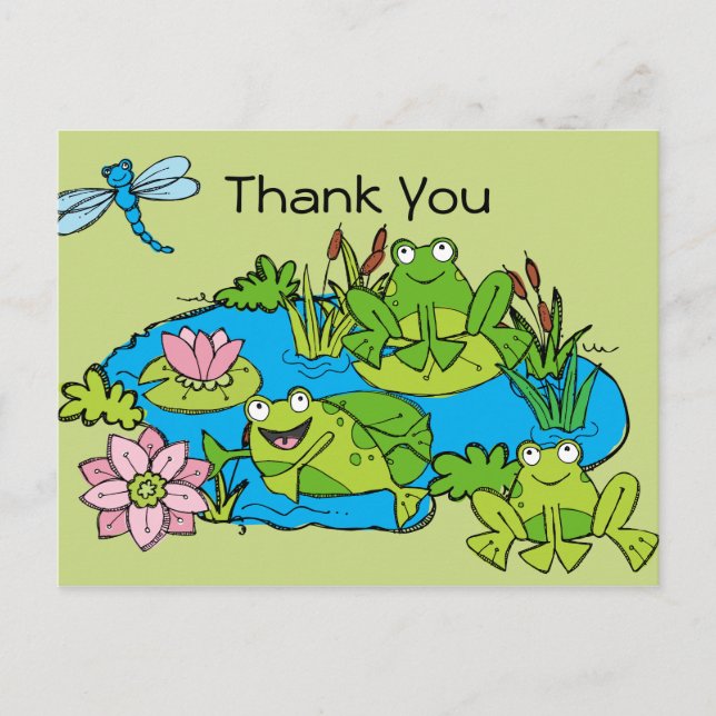 Postal Cumpleaños de Frog Pond Personalizado Gracias (Anverso)