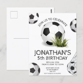 Postal Cumpleaños de Fútbol Verde Negro