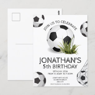 Postal Cumpleaños de Fútbol Verde Negro