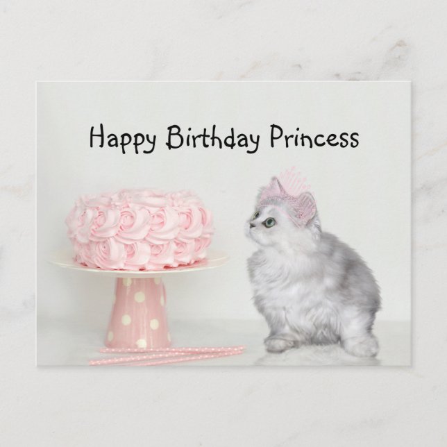 Postal Cumpleaños de gatita princesa (Anverso)