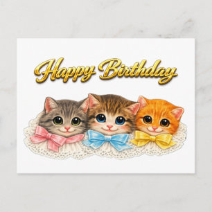 Postal Cumpleaños de Gatitos al Estilo Victoriano con Cin