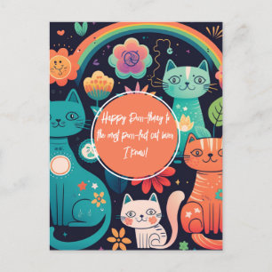 Postal Cumpleaños de gato con estilo Boho lindo