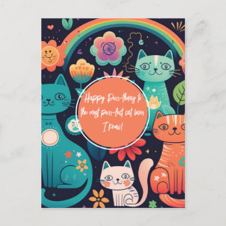 Postal Cumpleaños de gato con estilo Boho lindo