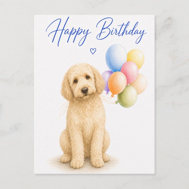 Postal Cumpleaños de Goldendoodle (Anverso)