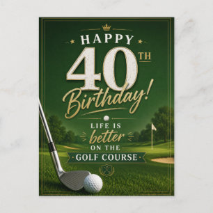 Postal Cumpleaños de Golf 40 Guarda la fecha para la fie