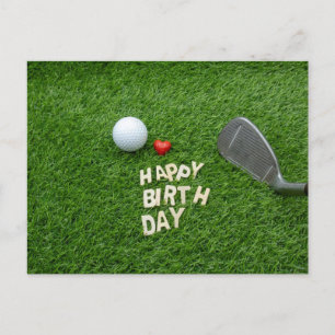 Postal Cumpleaños de golf con amor y pelota de golf & wed